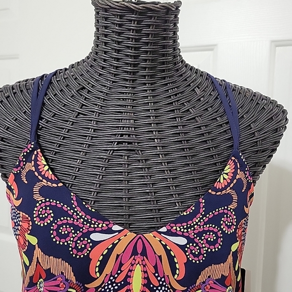 NWT Sequin Hearts Ladies Dress Size S Navy Blue Orange Green - Picture 5 of 13